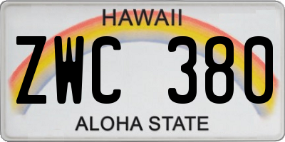 HI license plate ZWC380