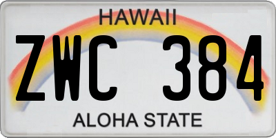 HI license plate ZWC384