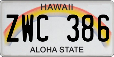 HI license plate ZWC386