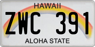 HI license plate ZWC391