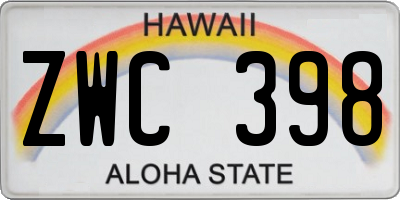 HI license plate ZWC398