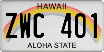 HI license plate ZWC401