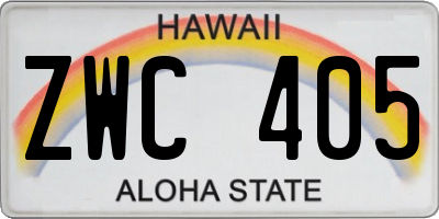 HI license plate ZWC405