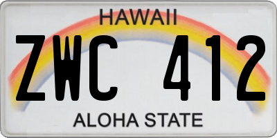 HI license plate ZWC412