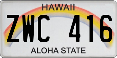 HI license plate ZWC416