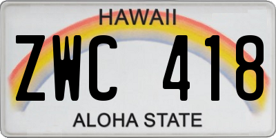 HI license plate ZWC418