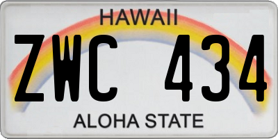 HI license plate ZWC434