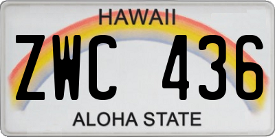 HI license plate ZWC436