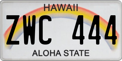 HI license plate ZWC444