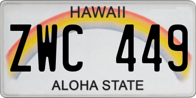 HI license plate ZWC449