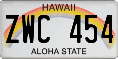 HI license plate ZWC454