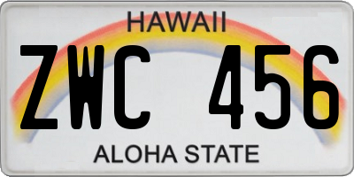 HI license plate ZWC456
