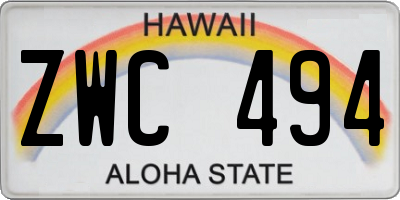 HI license plate ZWC494