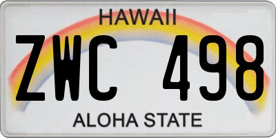 HI license plate ZWC498
