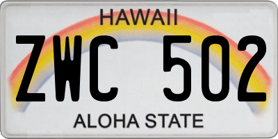 HI license plate ZWC502