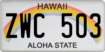 HI license plate ZWC503