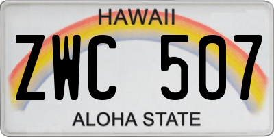 HI license plate ZWC507