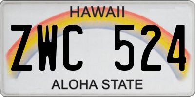 HI license plate ZWC524