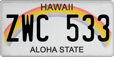HI license plate ZWC533