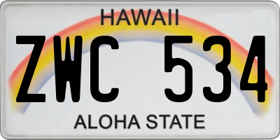 HI license plate ZWC534