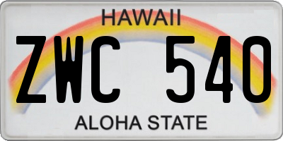 HI license plate ZWC540
