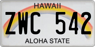 HI license plate ZWC542