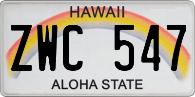 HI license plate ZWC547