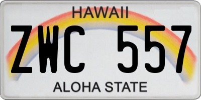 HI license plate ZWC557