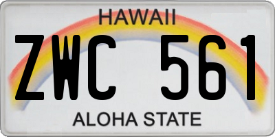HI license plate ZWC561