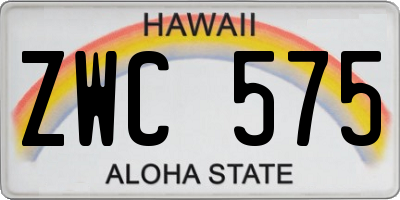 HI license plate ZWC575