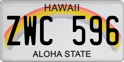 HI license plate ZWC596