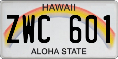 HI license plate ZWC601