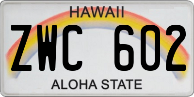 HI license plate ZWC602