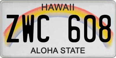 HI license plate ZWC608