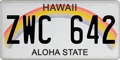 HI license plate ZWC642