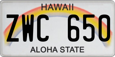 HI license plate ZWC650