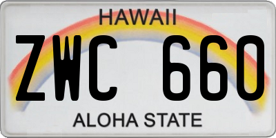 HI license plate ZWC660