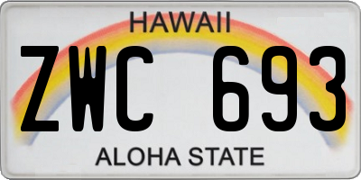 HI license plate ZWC693