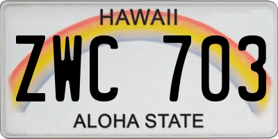 HI license plate ZWC703