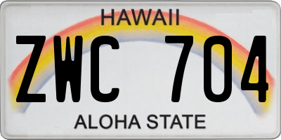 HI license plate ZWC704