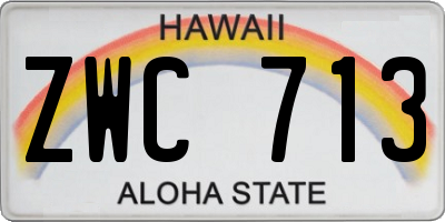 HI license plate ZWC713