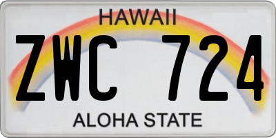 HI license plate ZWC724