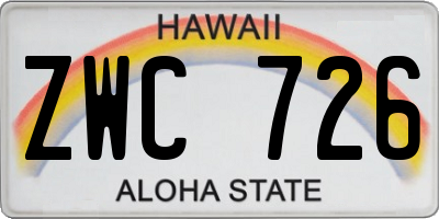 HI license plate ZWC726