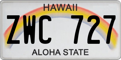 HI license plate ZWC727