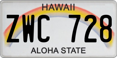HI license plate ZWC728
