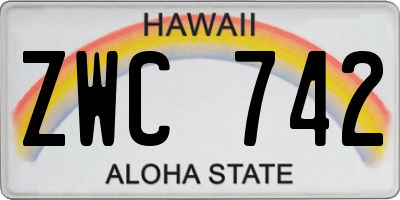 HI license plate ZWC742