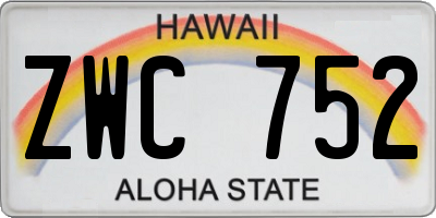 HI license plate ZWC752