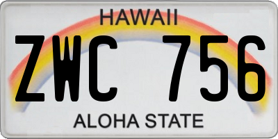 HI license plate ZWC756