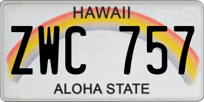 HI license plate ZWC757