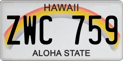 HI license plate ZWC759